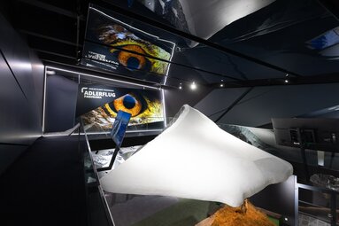 Ausstellung mit Adlerflug-Panorama und Bergmodell in moderner Umgebung. | © Franz Reifmüller