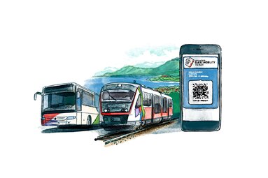 Öffentlicher Verkehr mit Bus, Bahn und digitalem Ticket für nachhaltige Mobilität | © Salzburger Land Tourismus