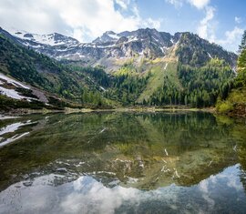Spiegelung der Berge in einem klaren, ruhigen See, umgeben von Wäldern.  | © Tourismusverband Großarltal